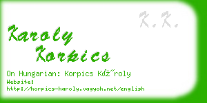 karoly korpics business card